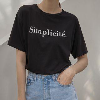 Colored Round-neck Letter T-shirt