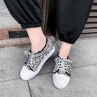 Sequined Lace Up Sneakers