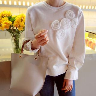 Rosette Pleated-cuff Pullover