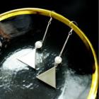 Faux Pearl Triangle Sterling Silver Dangle Earring