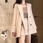 Long-sleeve Plain Blazer / Long-sleeve High-waist Skirt