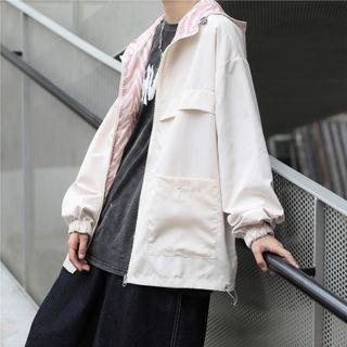 Reversible Zebra Print Hooded Zip-up Jacket