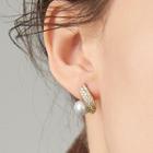 Faux Pearl Rhinestone Alloy Earring 1 Pair - Earring - Faux Pearl - Gold & White - One Size