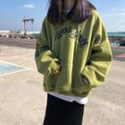 Embroidered Letter Hoodie Green - One Size