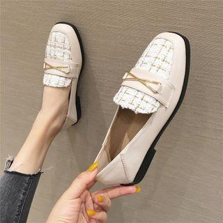 Block Heel Plaid Loafers