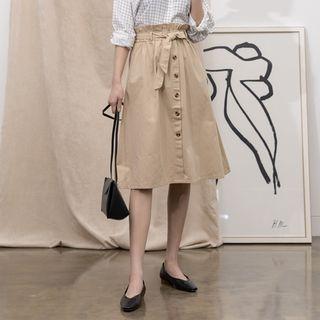 Paperbag-waist A-line Skirt With Sash