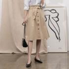 Paperbag-waist A-line Skirt With Sash