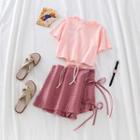 Short-sleeve T-shirt / Check Skorts