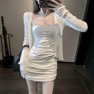 Spaghetti Strap Bodycon Dress / Light Cardigan