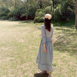 Lace-trim Drawstring-waist Long Dress