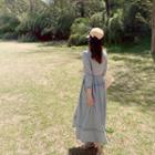 Lace-trim Drawstring-waist Long Dress