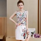 Set: Printed Sleeveless Top + Skirt
