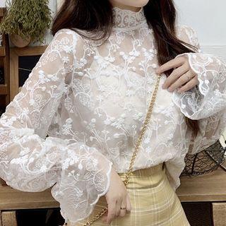 Long-sleeve Sheer Lace Shirt
