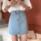 Striped Denim Mini Skirt