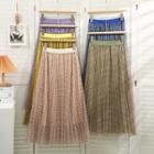 Pleated Mesh Midi Skirt In 5 Colors
