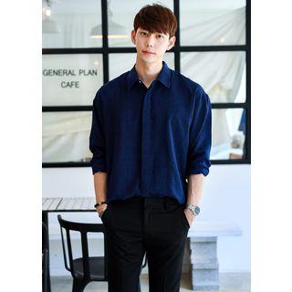 Long-sleeve Hidden Button Shirt