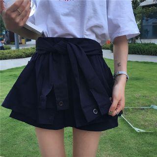 Mock Two-piece Wide Leg Shorts