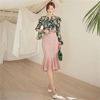 Zip-side Lace Mermaid Skirt