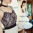 Spaghetti Strap Lace Panel Dress
