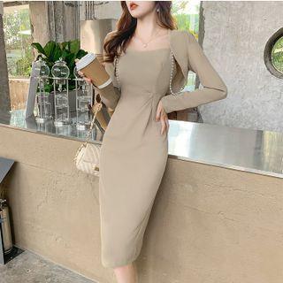 Long Sleeve Cropped Jacket / Sleeveless Plain Dress