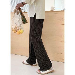 Bnad-waist Pleated Wide-leg Pants