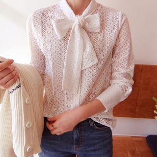 Tie-neck Laced Blouse