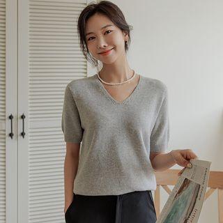 Round / V-neck Wool Blend Knit Top