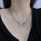 Heart Hook Chain Necklace Silver - One Size