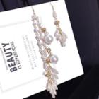 Non-matching Faux Pearl Dangle Earring 1 Pair - Steel Stud - Gold - One Size