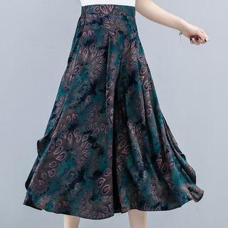 High Waist Printed Wide-leg Pants