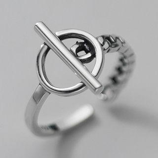 Geometric Sterling Silver Open Ring Silver - One Size