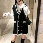 Set : Chiffon Shirt / Knit Vest