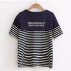 Short-sleeve Striped Lettering Top