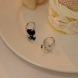 Flower Alloy Dangle Earring 1 Pair - Black & White - One Size