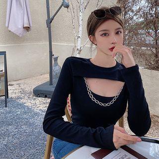 Cutaway-front Chain-trim Top