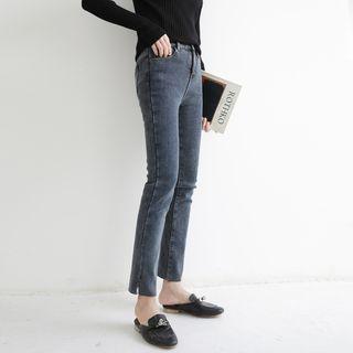 Washed Fleece Lined Slim Fit Jeans