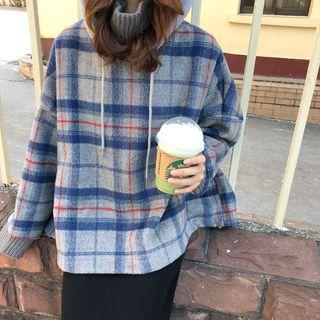 Check Button Hooded Jacket