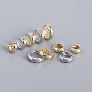 Sterling Silver Rhinestone Mini Hoop Earring (various Designs)