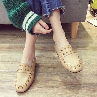 Block-heel Beaded Loafers