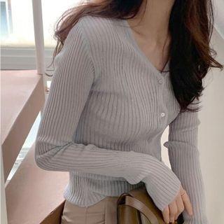 Long-sleeve Cropped Plain Cardigan