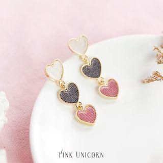 Velvet Heart Dangle Earring 1 Pair - S925 Silver Earrings - One Size