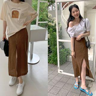 Deep-slit H-line Maxi Skirt