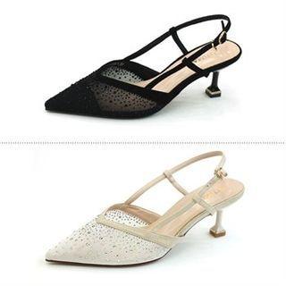 Rhinestone Genuine Leather Pumps