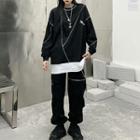 Contrast Stitching Sweatshirt / Wide-leg Pants / Set