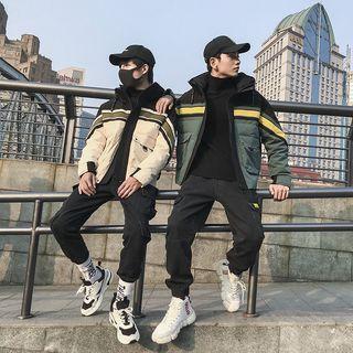 Color Block Hood Padded Jacket