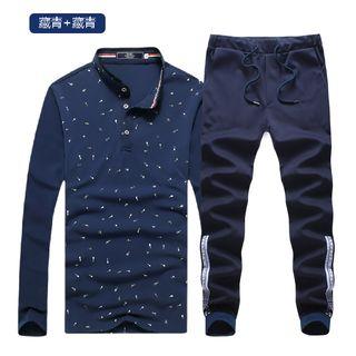Set: Stand-collar Long-sleeve T-shirt + Sweatpants