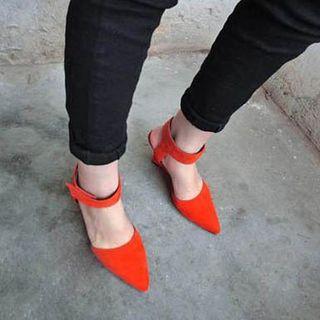 Pointy Ankle Strap Wedge Sandals