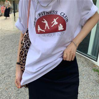 Plain Mini Skirt / Short-sleeve Print T-shirt