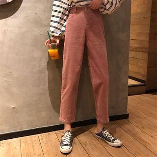 Corduroy Straight-cut Cropped Pants