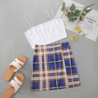 Set: Cropped Camisole Top + Plaid Mini Skirt